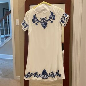 Embroidered Shift Dress